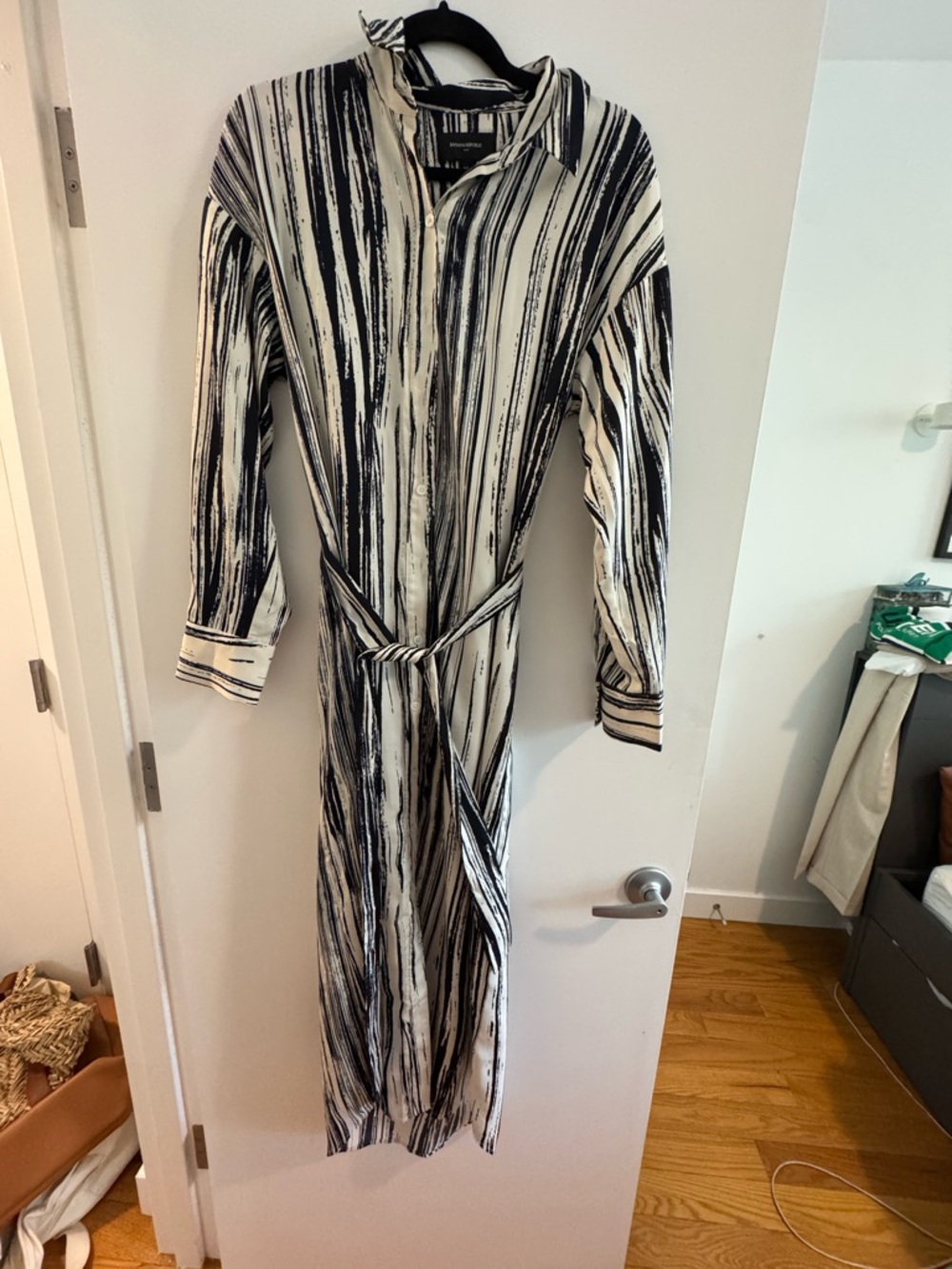 Banana Republic Navy and White Striped Shirt Dress